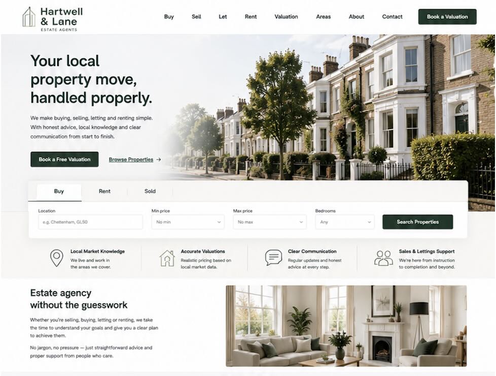 Hartwell Lane website redesign mockup