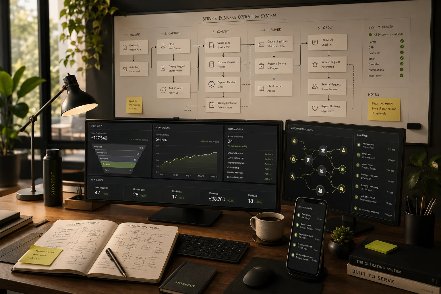 Systems and automation workflow behind a website