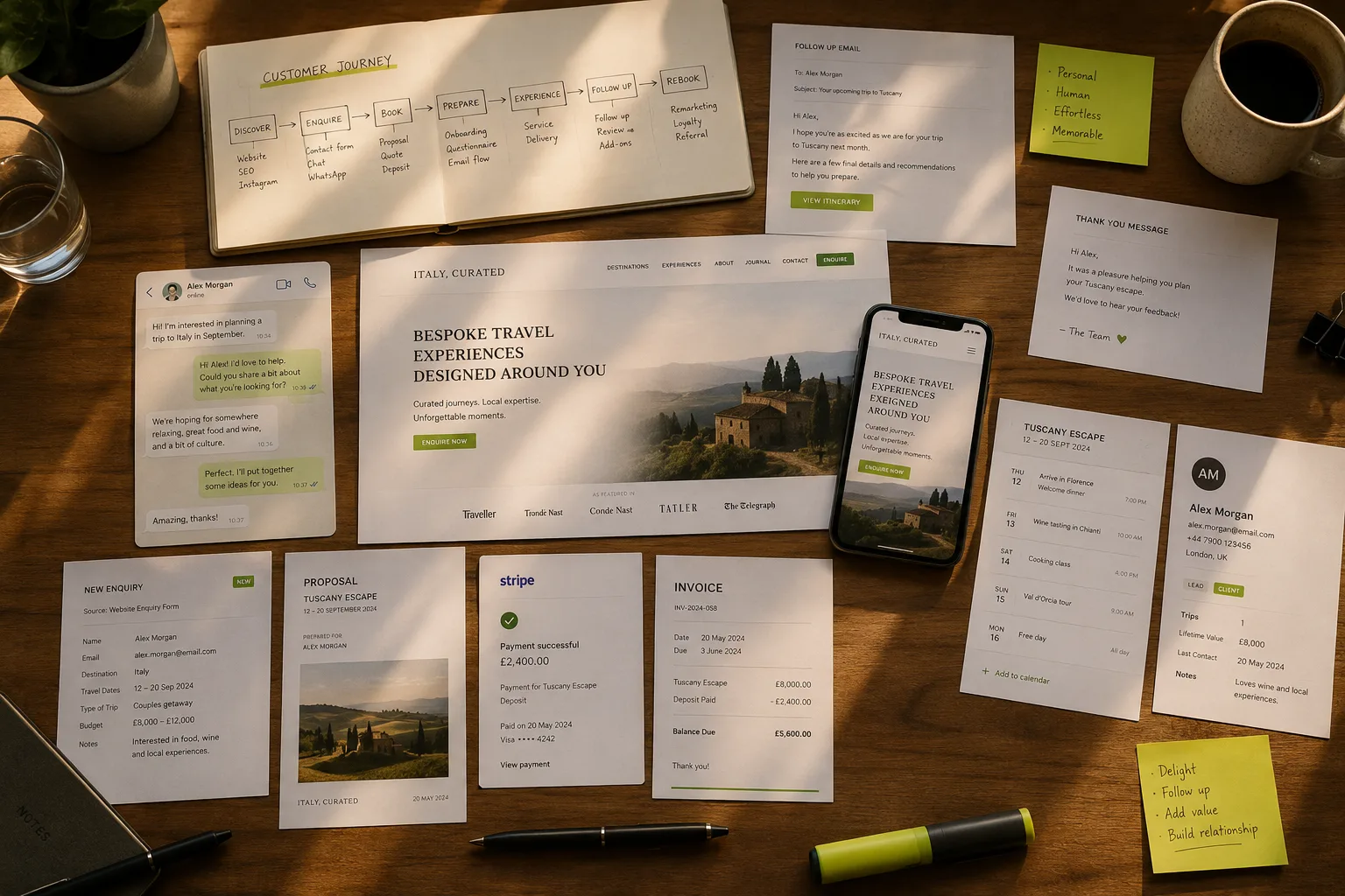 Website connected to booking, CRM and payment workflows