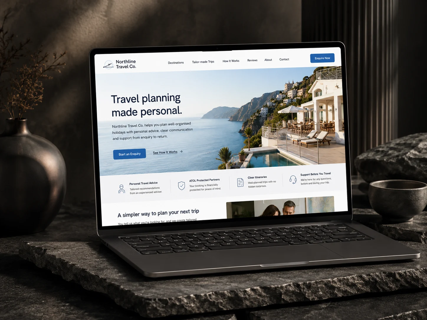 Northline Travel website mockup